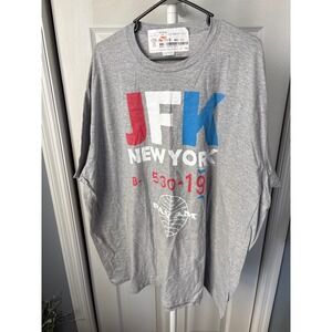Pan Am JFK New York Graphic T-Shirt Gray Short Sleeve Crewneck Mens 4XL 4X Large